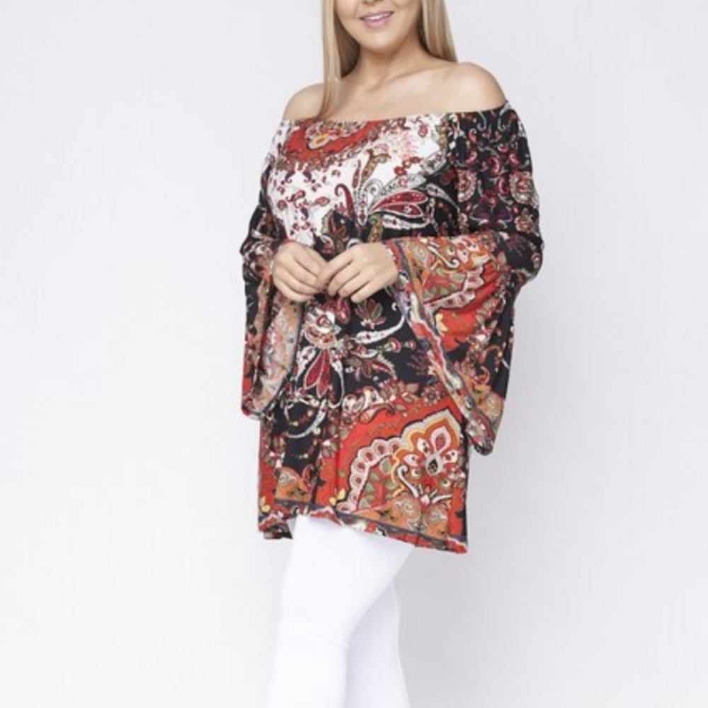 Plus size on/off shoulder tunic - Picture 2 of 3
